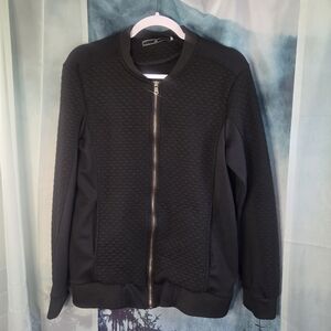 Black Quilted Zip-Front Women's Jacket